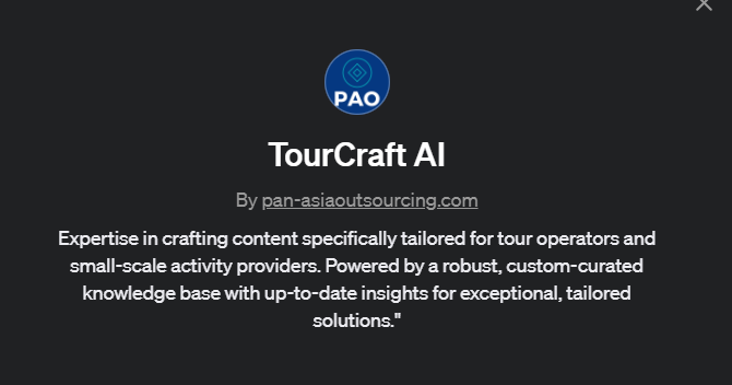 TourCraft AI bespoke content for tour operators activity operators